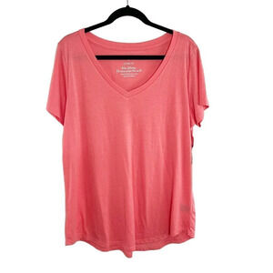 Torrid Coral Pink Casual V Neck Tee Shirt Women's Plus Size 1X New With Tags